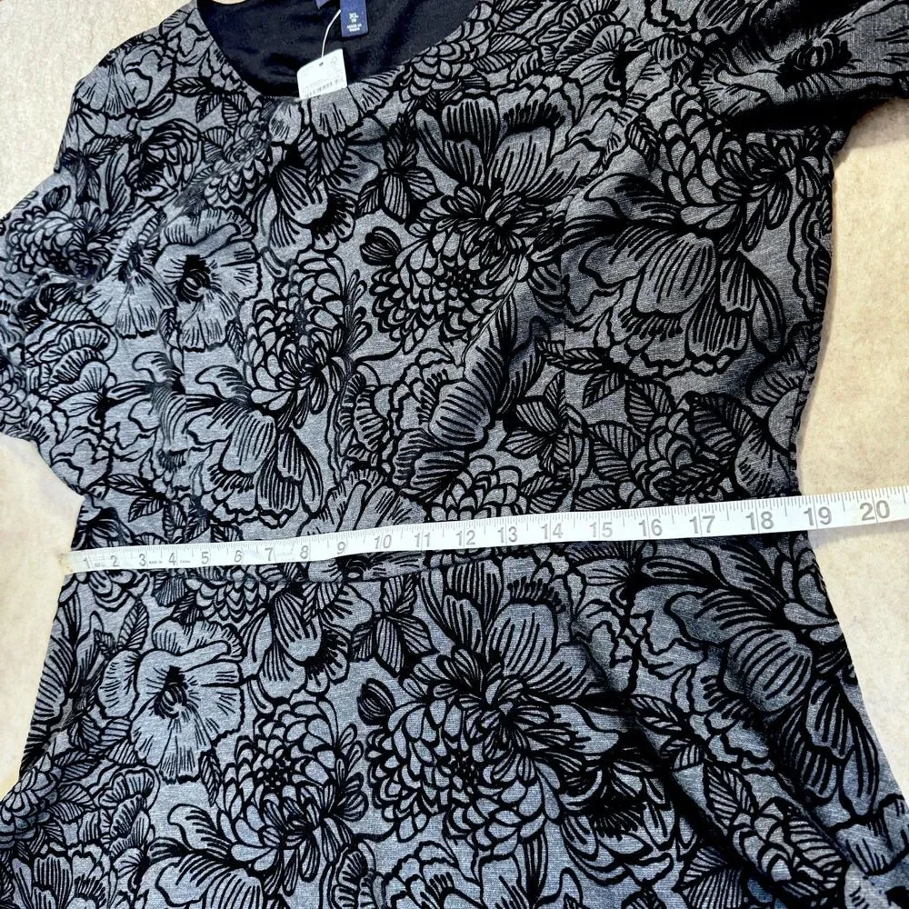 Lands End gray flocked velvet floral dress women’s XL NEW whimsigoth modest - Picture 7 of 9